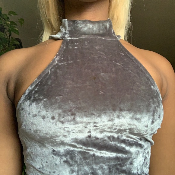 Velvet midi high neck dress - Picture 2 of 5